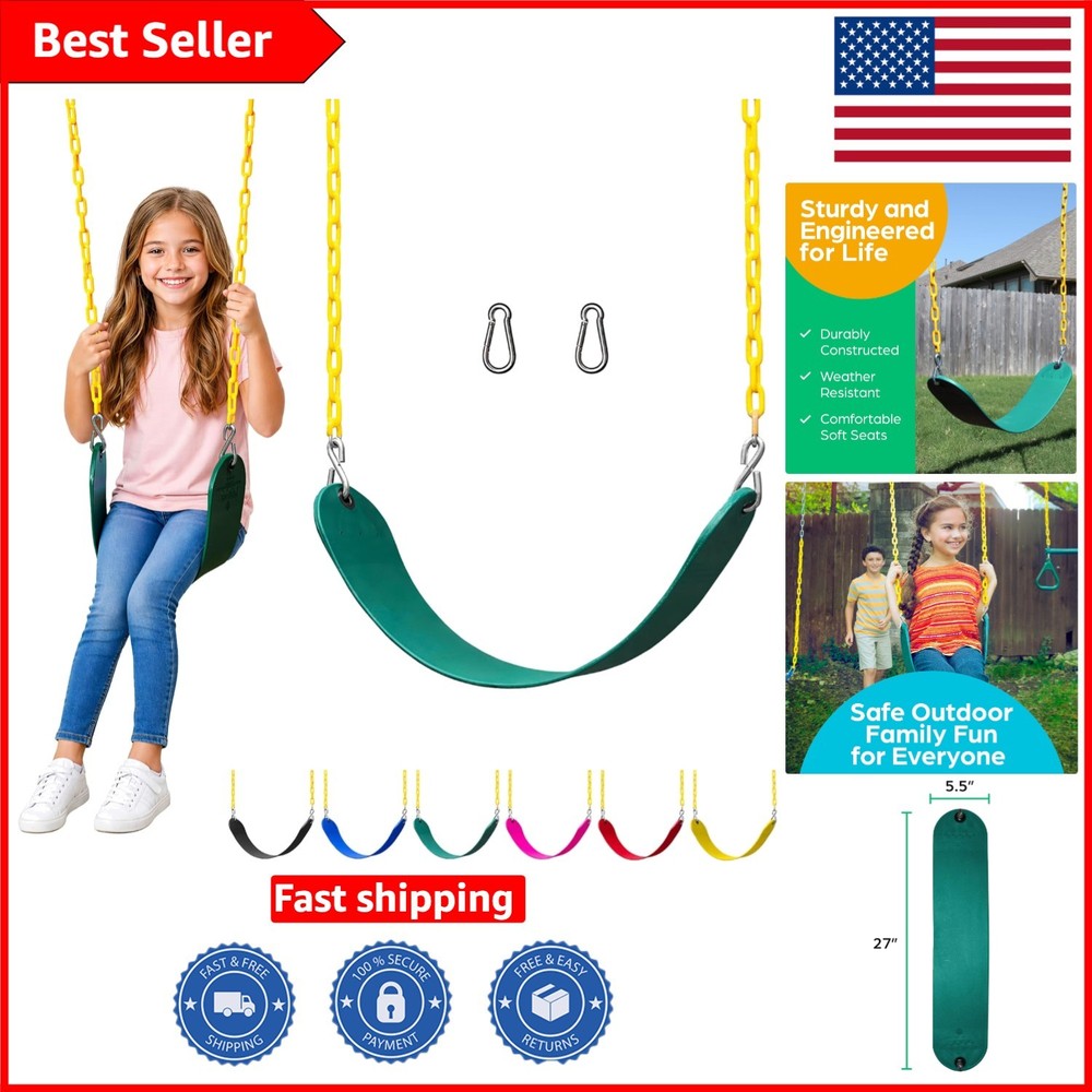 Green Swing for Outdoor Swing Set – Easy Installation & Safe for Kids