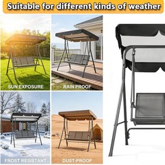 Patio Swing Canopy Replacement Top, 65×45/75×45/78×47/85×45 Outdoor 2/3 Seate…