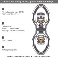 Dolibest Swing Swivel with 2 Bearing,Safest Rotational Silver Closed ( 1pack)