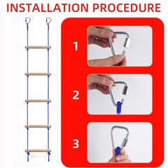Rope Ladder for Kids, Ninja Warrior Obstacle Course Accessories – Heavy Blue
