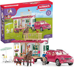 Horse Club – 113PC Interactive Camping Trip – Car and Camper Caravan Playset wit