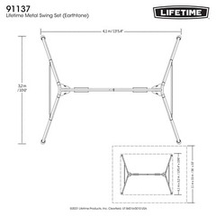 Lifetime 91137 9 Ft A-Frame Metal Swing Set Earthtone Kids Outdoor Playground