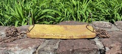 1960s Vtg Yellow Metal Flat Swing Seat w/original chain industrial decor Blazon?