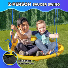 My 1St Swing & Saucer Outdoor Playset for Backyard, Belt Swing & 32″ Saucer Swin
