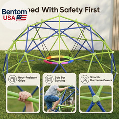 10FT Climbing Dome with Saucer Swing, Outdoor Dome Climber Supports 1000LBS, Rus