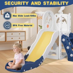 6 in 1 Toddler Playset Toddler Slide and Climber Playset, L-Shaped Kids Slide…