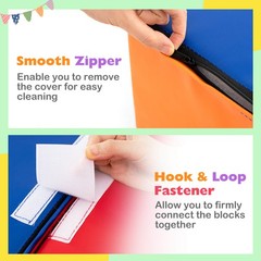 7PCS Soft Foam Climbing Blocks Set w/Slide & Tunnel, Waterproof & Easy to Clean