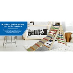 Fionafurn Pikler Triangle Ladder Foldable 2-in-1 Ramp Slide for 1-7 Multi