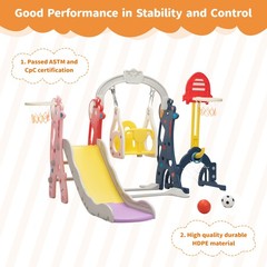 TOBBI 5-in-1 Kids Slide&Swing Playset Toddlers Indoor Outdoor Climber Playground