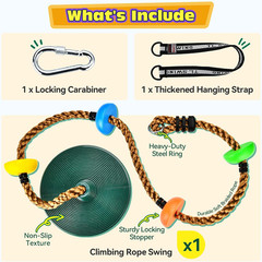 Heyzoo Tree Swing for Kids 330LB Capacity, Climbing Rope with Platforms and Disc