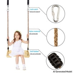 Outdoor Swing, KINSPORY Swing Set for Backyard, Adjustable Nylon Rope with Hangi