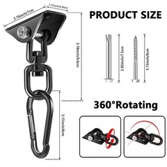 Hammock Hanging Kit, 360° Rotating Heavy Duty Swing Chair Hook 1200 lbs Cap
