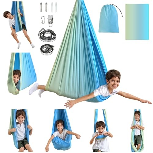 Sensory Swing, Indoor & Outdoor Sensory Swing for Kids & Adults, Double Yellow