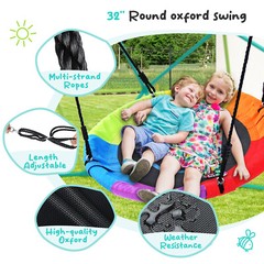 10ft Climbing Dome Swing Set Jungle Gym w/Saucer Swing for Playground Backyard