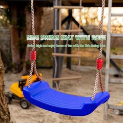 Plastic Swing Seat W/ Adjustable Rope 220 lb Capacity Blue 16.5 x 6.7 x 1.6 in