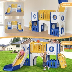 9 in 1 Large Toddler Slide Set, Kids Climber Slide Playset for Indoor & Outdoor