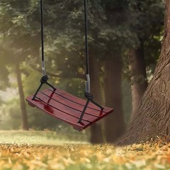 Solid Wood Swing Outdoor Rope Swing Adjustable Rope Length for Garden Patio Yard