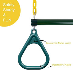 Gym Rings Trapeze Swing Bar 16″, Heavy Duty 47″ Chain Swing Set Accessories with