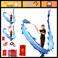 9.8FT Lightweight Blue Dragon Poi Set with 3D Head & Swing Rope – Outdoor Fitnes