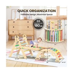 BlueWood Pikler Triangle Set 7in1 Foldable Baby Climbing Toys Wooden Montesso…