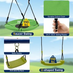 7-in-1 Kids Swing Combo Set w/ Adjustable Ropes & 8 Ground Stakes for Outdoor