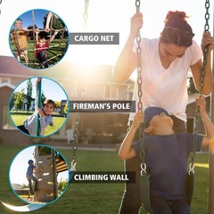 New Lifetime Big Stuff Deluxe Swing Set + 2 Slides, Monkey Bars Outdoor Kids Fun