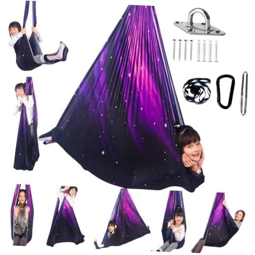 Sensory Swing for Kids Indoor and Outdoor Therapy Cuddle Swing Space Purple