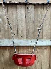 Vintage Early 1900’s Red Metal Gametime Swing Seat w/ Original Chains and Hooks