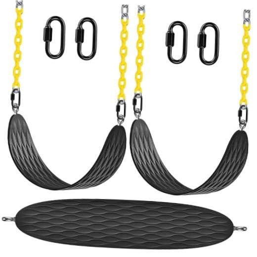 Heavy Duty Swing Seats (2 Pack) with 66’’ Chain and A:black Swing Seat-2pack