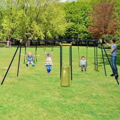7-in-1 Outdoor Garden A-shaped Kids Swing Set Heavy Duty Saucer Swing Gift Kids