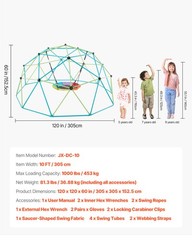 VEVOR Climbing Dome 10FT Geometric Dome Climber with Saucer Swing 1000LBS Loads