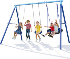 Heavy Duty Swing Set for Kids Ages 3-8 – 600 Lbs Capacity Outdoor Metal A-Frame