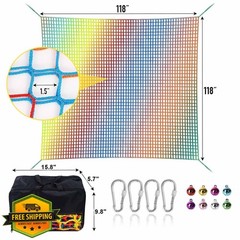 LPIW Climbing Net for Kids 9.9FT Rainbow Double Layer Safety Cargo