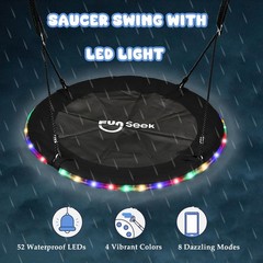48 Inch Tree Swing with LED Light for Kids, 900lbs Flying Saucer Swing, with …