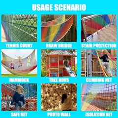 Climbing Cargo Net for Kids Outdoor Balcony Safety 3.3×19.7ft(1x6m) Multicolor