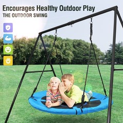 Trekassy 440lb Heavy Duty Metal A-Frame Kids Swing Set with Saucer Swing Outdoor
