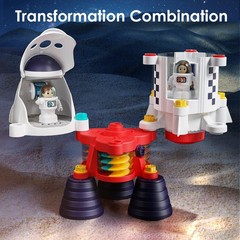 Rocket Outer Space Playset – Kids Spaceship with Drill & Astronauts, STEM Gift f