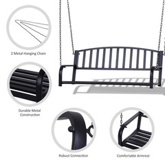 50 In.Seats 2-People Steel Patio Swing with Sturdy Chains, for Backyard, Deck, 5