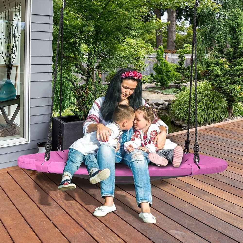 Moccha Flying Saucer Tree Swing, Giant 40” round Swing with Steel Frame & Adjust