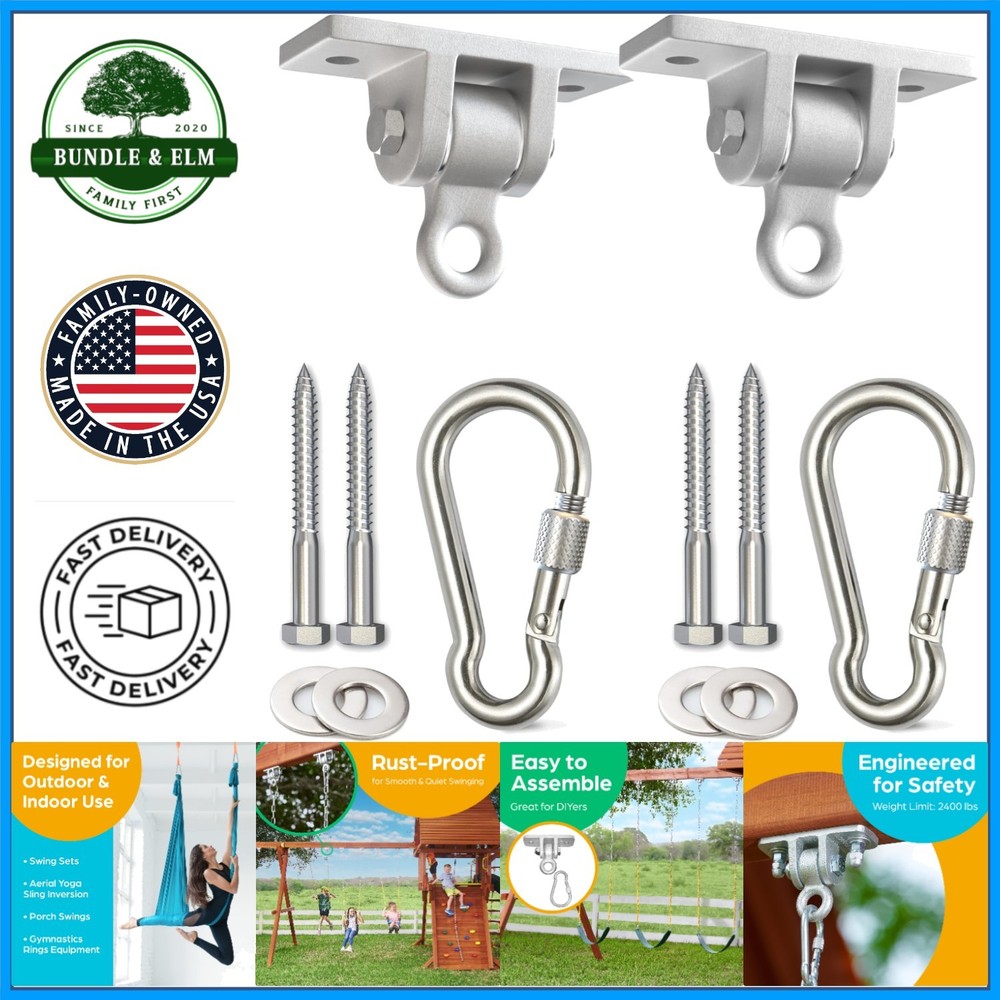 Heavy Duty Swing Set Hangers with Locking Snap Hooks for Indoor Outdoor Use