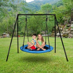 Metal Swing Set with Saucer Swing Heavy Duty Frame Kids Outdoor Backyard Playset