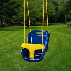 Gorilla Playsets 04-0032-B High Back Plastic Infant Swing with Yellow T Bar & Ro