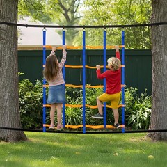 Outdoor Climbing Net for Kids – Portable Ninja Rope Ladder & Monkey Bars for Jun