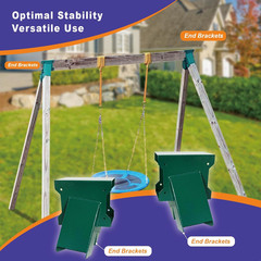 A-Frame End Swing Set Brackets – 2 Pcs Heavy Duty Carbon Steel Hardware with Mou