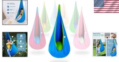 Blue Kids Pod Swing Seat, Indoor & Outdoor Hammock Chair