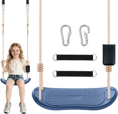 Kids Heavy Duty Tree Swing Seat 264LB Weatherproof w/ Straps & Carabiners Blue