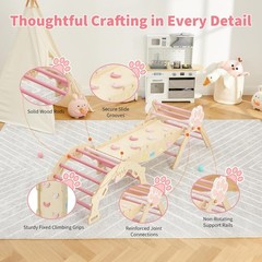 7-in-1 Foldable Climbing Toys Wooden Playground Jungle Gym Kids Activity Center