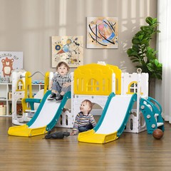 8 in 1 Toddler Slide and Swing Set with Dual Slides for Age 1-3