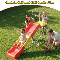 2-in-1 Kids Climbing Slide 76.4-Inch Smooth Slide Track Anti-Slip Steps Outdoor