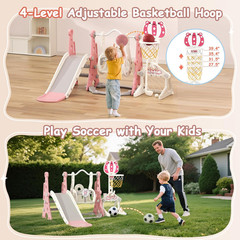 Toddler Swing and Slide Set – 6 in 1 Baby Slide for Toddlers Age 1-2, with Baske